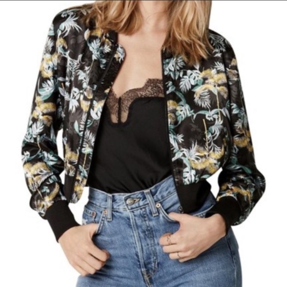Victoria’s Secret VS Palm Print Cropped Zip Up Bomber Jacket